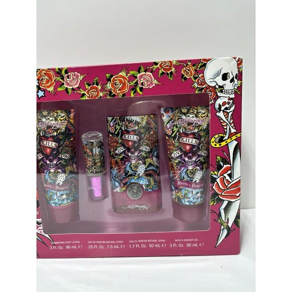 Ed Hardy Hearts & Daggers Eau De Parfum 4pc Gift Set - Picture 5 of 8